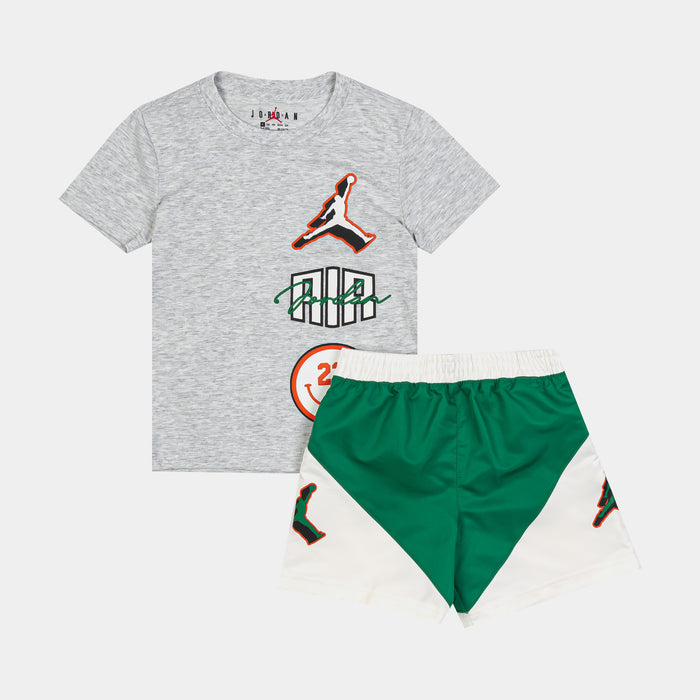 Jumpman Stacked Play Short Preschool Set (Green/Grey)