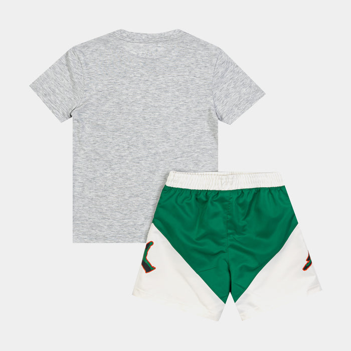 Jumpman Stacked Play Short Preschool Set (Green/Grey)