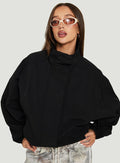 Kallow Funnel Neck Windbreaker Jacket Black