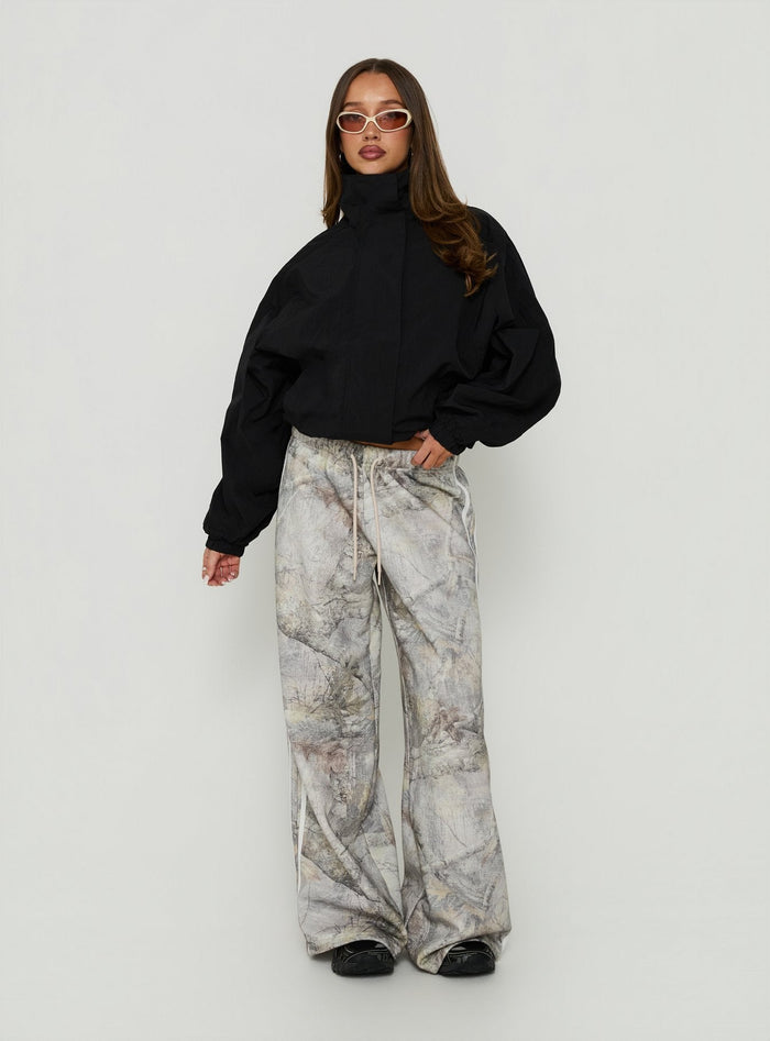 Kallow Funnel Neck Windbreaker Jacket Black