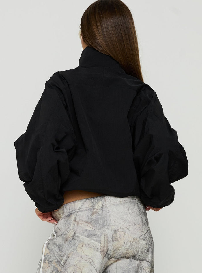 Kallow Funnel Neck Windbreaker Jacket Black