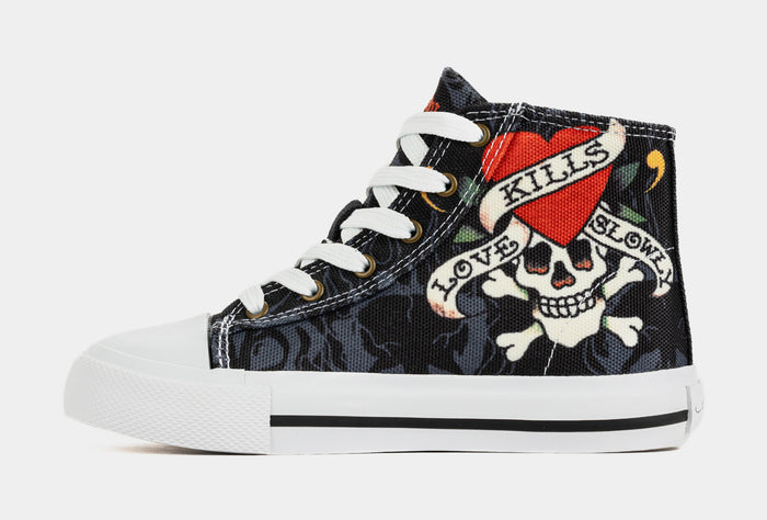 Kills Love Slowly High Top Preschool Lifestyle Shoes (Black/White)