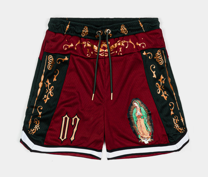 Lady of Guadalupe 07 Mesh Mens Shorts (Red/Green)