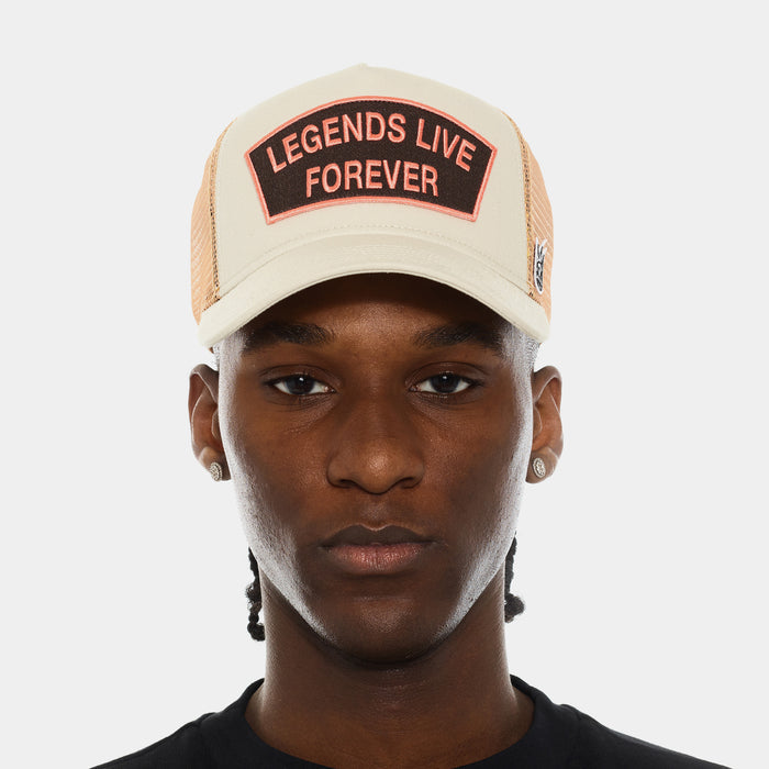 Legends Live Forever Trucker Mesh Mens Hat (White Swan)