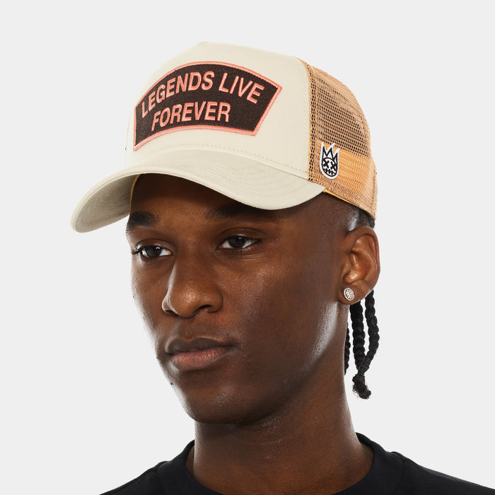 Legends Live Forever Trucker Mesh Mens Hat (White Swan)