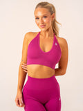 Lift Rib Seamless Halter Sports Bra - Fuchsia Clothing Ryderwear