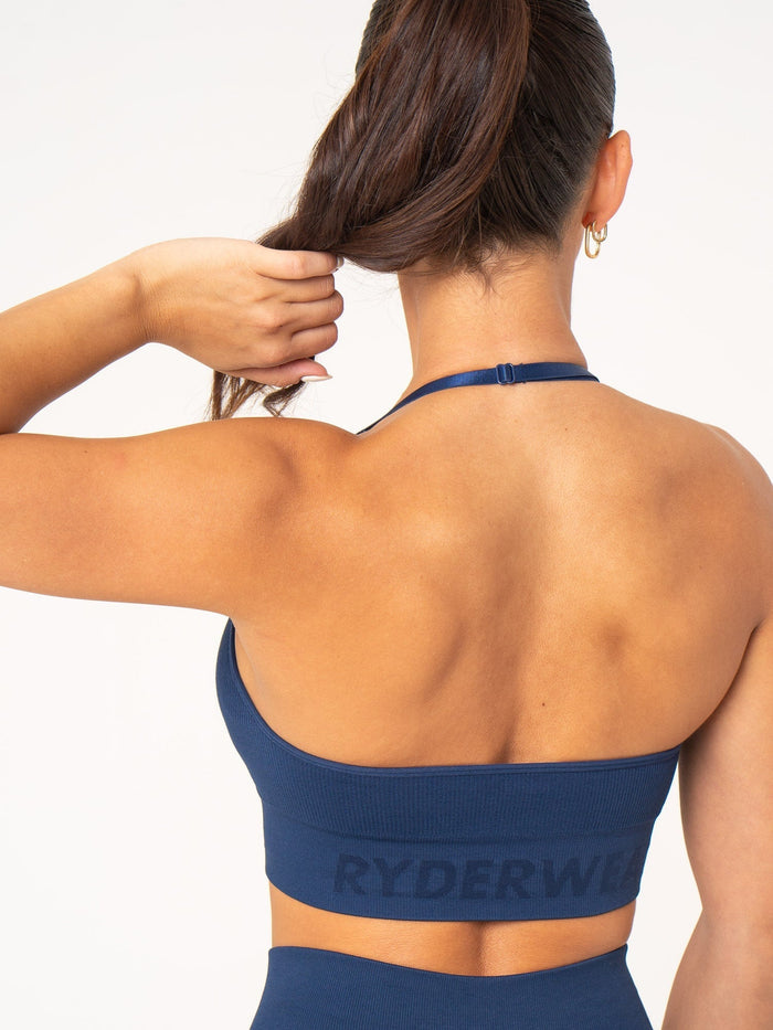 Lift Rib Seamless Halter Sports Bra - Navy Clothing Ryderwear