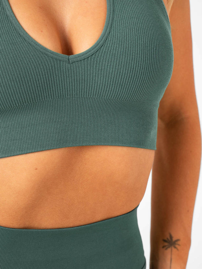 Lift Rib Seamless Halter Sports Bra - Petrol Clothing Ryderwear