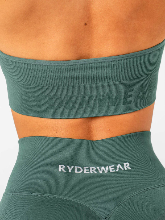 Lift Rib Seamless Halter Sports Bra - Petrol Clothing Ryderwear