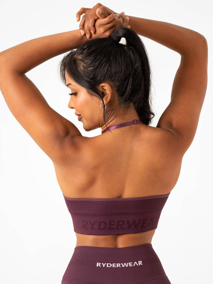 Lift Rib Seamless Halter Sports Bra - Plum Clothing Ryderwear