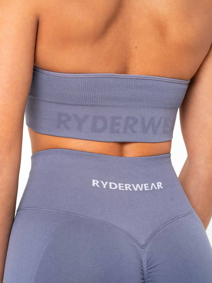 Lift Rib Seamless Halter Sports Bra - Slate Blue Clothing Ryderwear