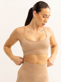 Logo Lux Seamless Sports Bra - Tan Clothing Ryderwear