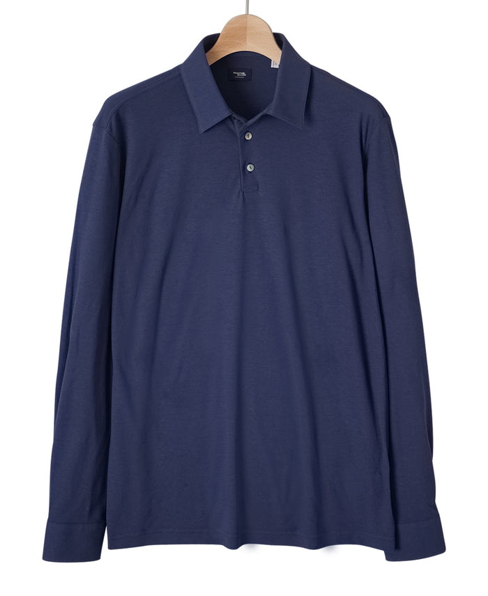 Long-sleeve high-twist cotton polo