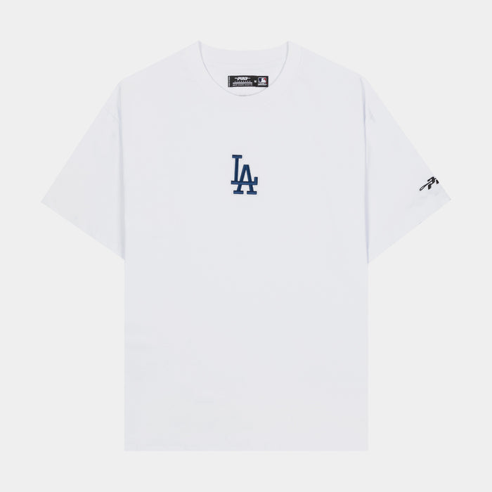 Los Angeles Dodgers Classic Drop Shoulder Mens Short Sleeve Shirt (White/Blue)