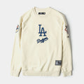 Los Angeles Dodgers Modern Originals Fleece Mens Crewneck (Beige/Blue)