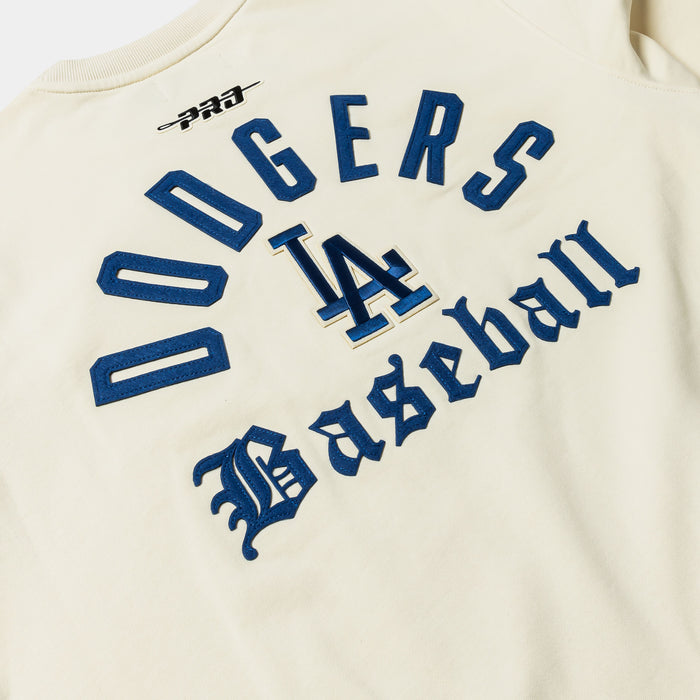 Los Angeles Dodgers Modern Originals Fleece Mens Crewneck (Beige/Blue)