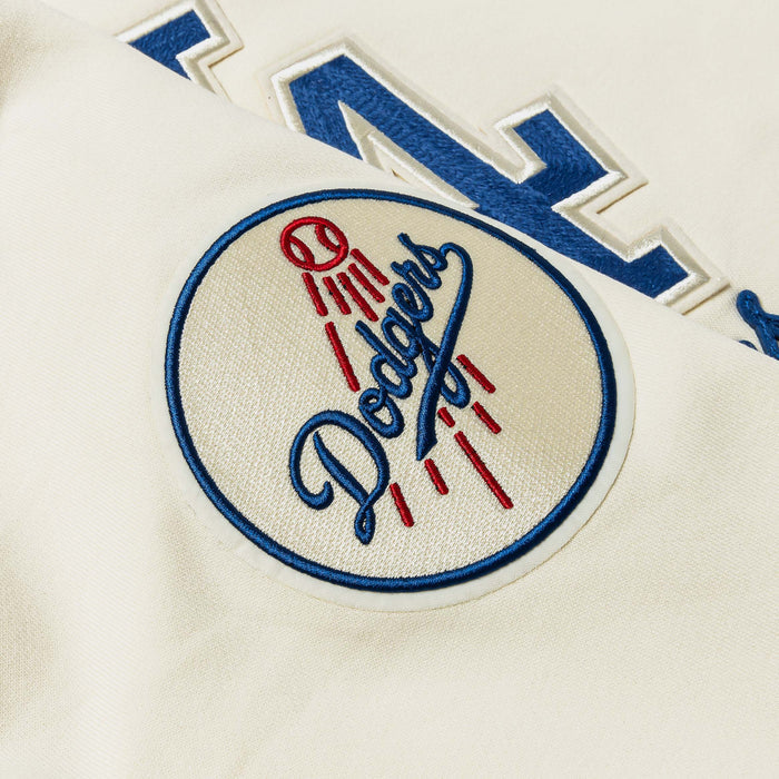 Los Angeles Dodgers Modern Originals Fleece Mens Crewneck (Beige/Blue)