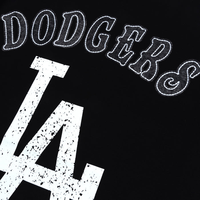Los Angeles Dodgers Rebel Athletics Stacked Logo Mens Short Sleeve Shirt (Black/White)