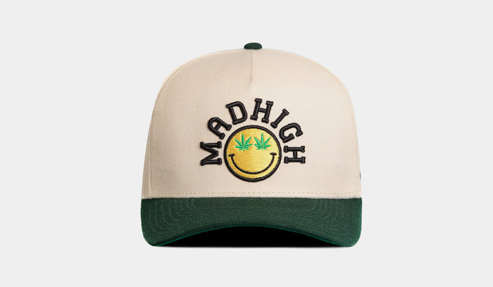 Mad High Wool Acrylic Snapback Mens Hat (Beige/Green)