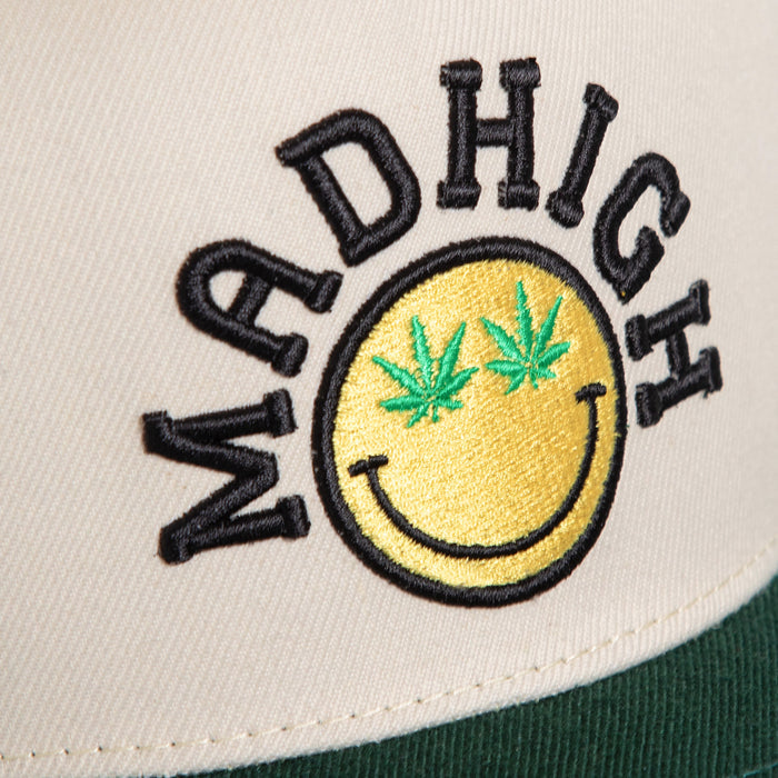 Mad High Wool Acrylic Snapback Mens Hat (Beige/Green)