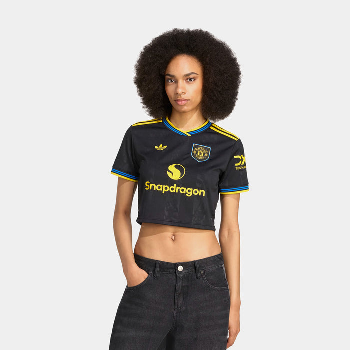 Manchester United 25/26 Cropped Womens Jersey (Black/Yellow)