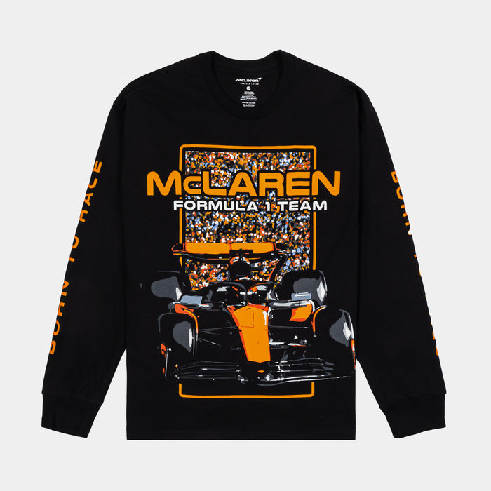 McLaren Formula 1 Team Mens Long Sleeve Shirt (Black/ Papaya Orange)
