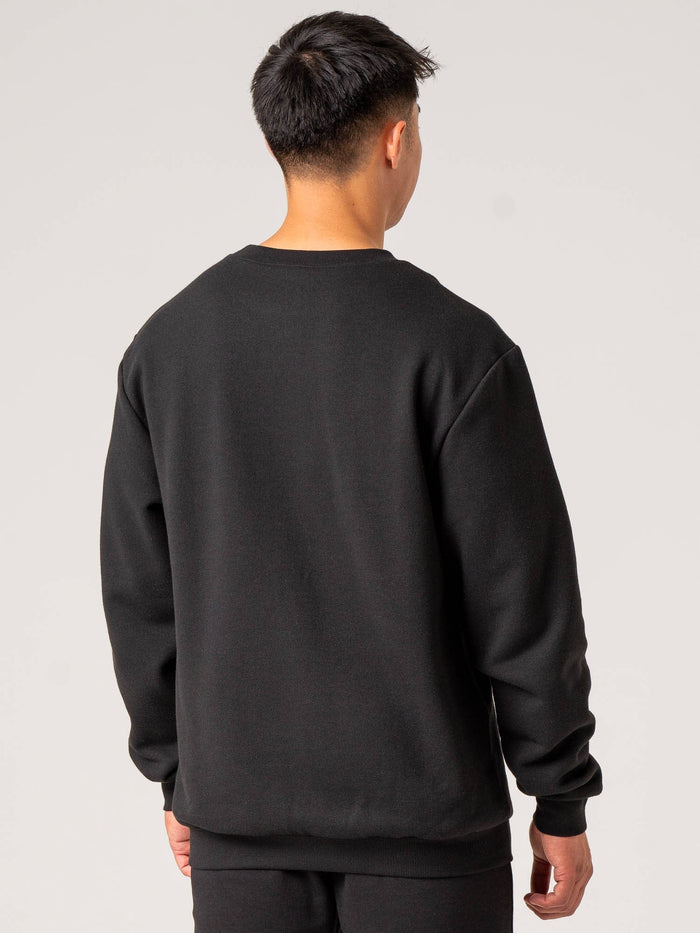 Men's Collegiate Crew Neck - Black Clothing Ryderwear