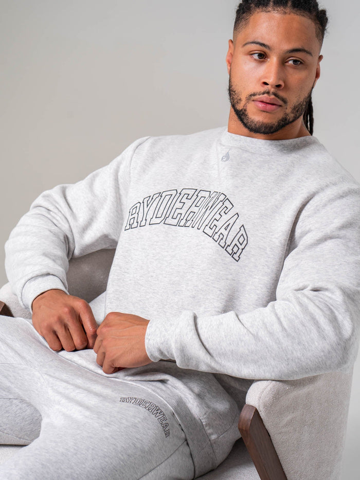 Men's Collegiate Crew Neck - Snow Marl Clothing Ryderwear