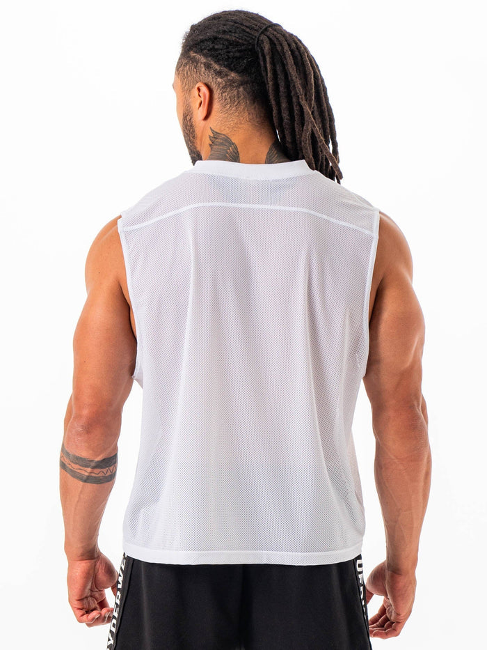 Mesh Flex Muscle Tank - White Clothing Ryderwear