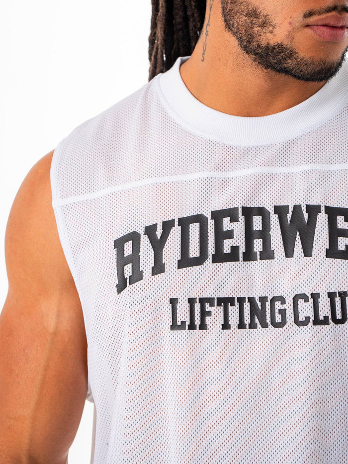 Mesh Flex Muscle Tank - White Clothing Ryderwear