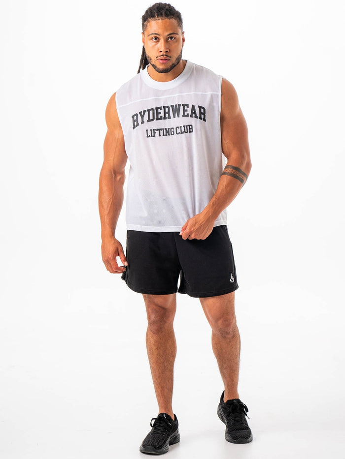 Mesh Flex Muscle Tank - White Clothing Ryderwear