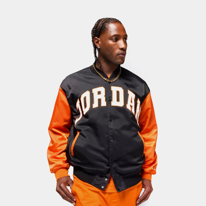 MJ Collegiate Varsity Mens Jacket (Black/Starfish/Black)