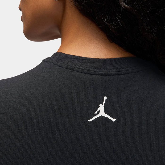 MJ Necklace Graphic Womens Short Sleeve Shirt (Black/Gold)