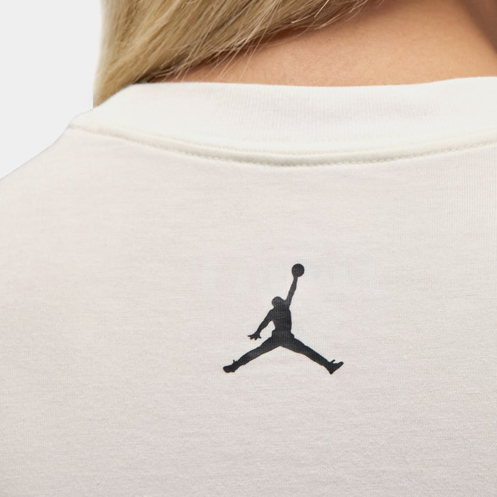 MJ Necklace Graphic Womens Short Sleeve Shirt (White/Gold)