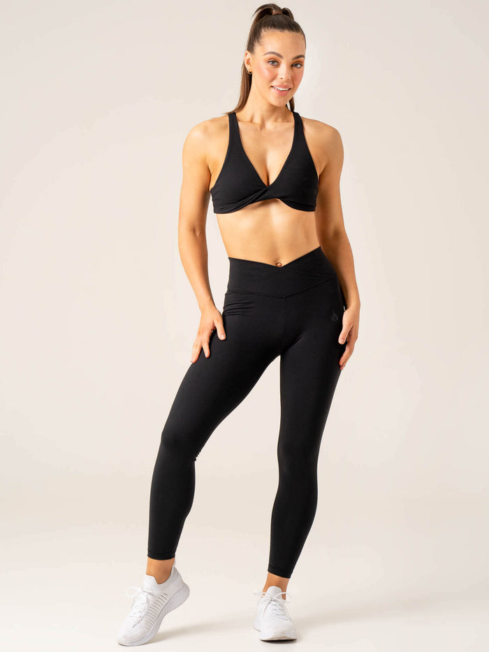 Momentum Cross Over Scrunch Leggings - Black Clothing Ryderwear
