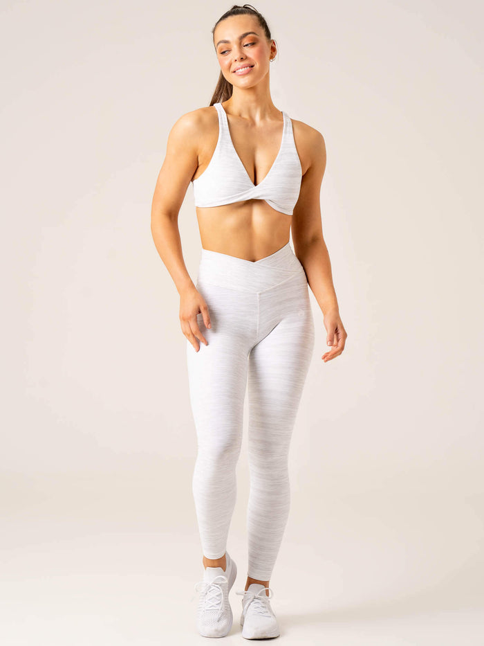 Momentum Cross Over Scrunch Leggings - Snow Grey Marl Clothing Ryderwear