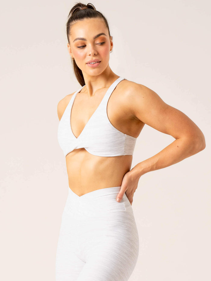Momentum Twist Sports Bra - Snow Grey Marl Clothing Ryderwear
