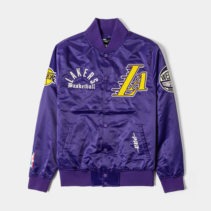 NBA Los Angeles Lakers Original Satin Varsity Mens Jacket (Purple/Yellow)