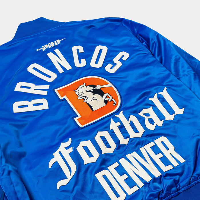 NFL Denver Broncos Original Satin Varsity Mens Jacket (Blue/White)
