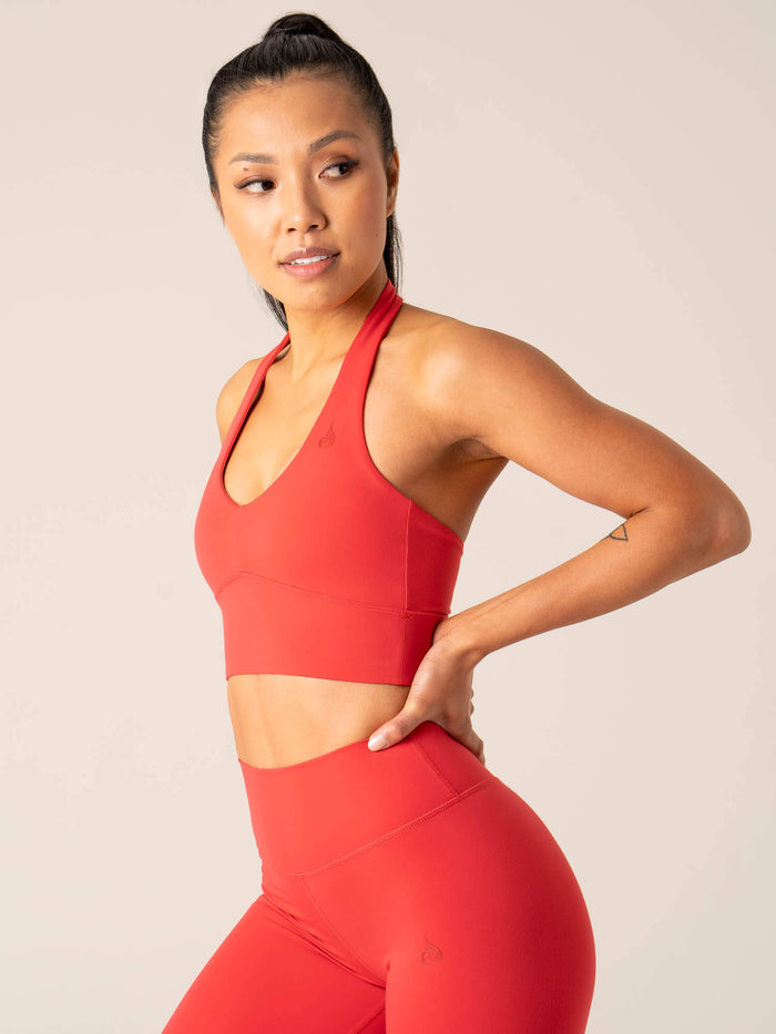 NKD Arch Halter Sports Bra - Red Clothing Ryderwear