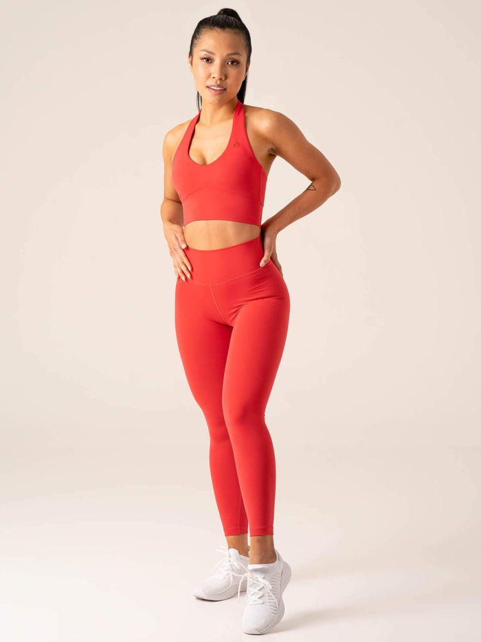 NKD Arch Halter Sports Bra - Red Clothing Ryderwear