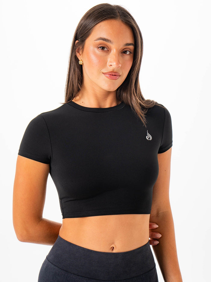 NKD Cropped Tee - Black Clothing Ryderwear