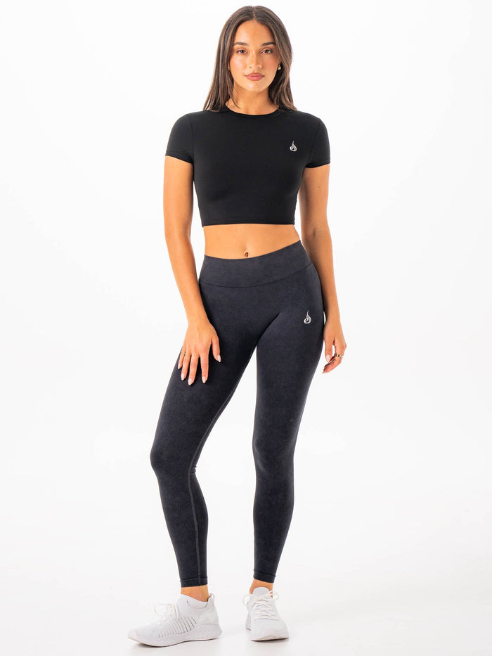 NKD Cropped Tee - Black Clothing Ryderwear