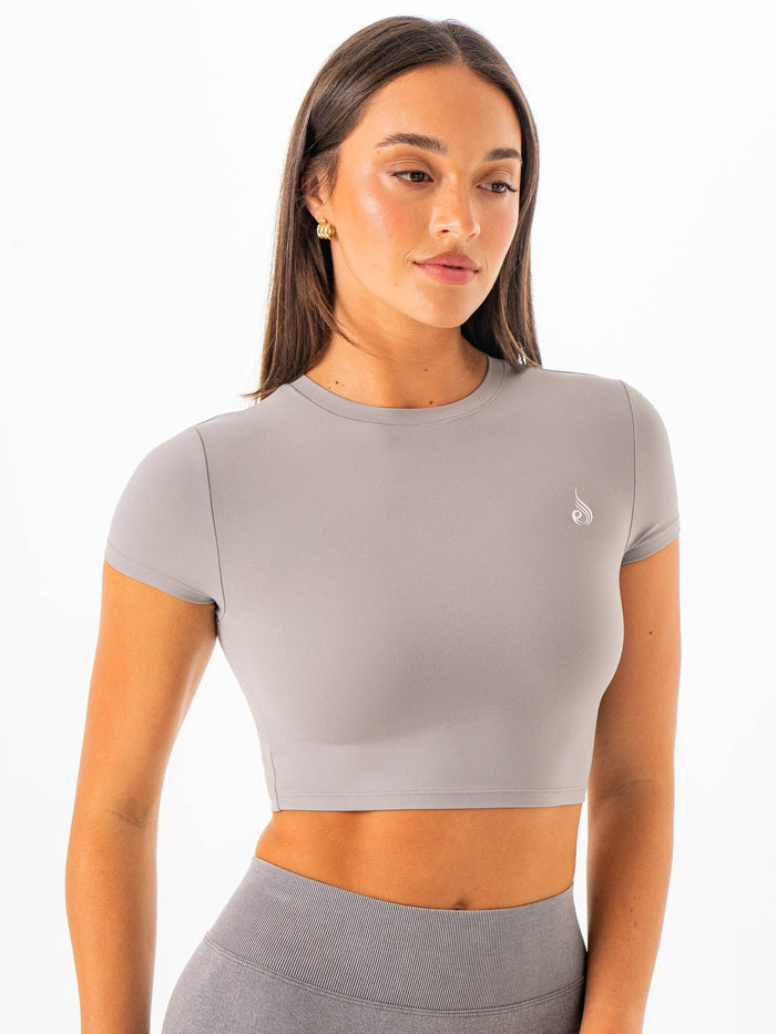 NKD Cropped Tee - Grey Clothing Ryderwear