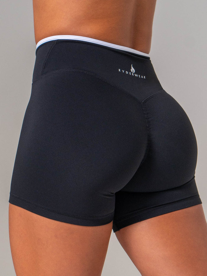 NKD Cross Over Contrast Invisible Scrunch Shorts - Black/white Clothing Ryderwear