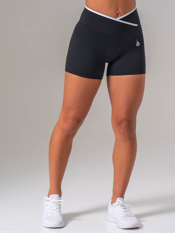 NKD Cross Over Contrast Invisible Scrunch Shorts - Black/white Clothing Ryderwear