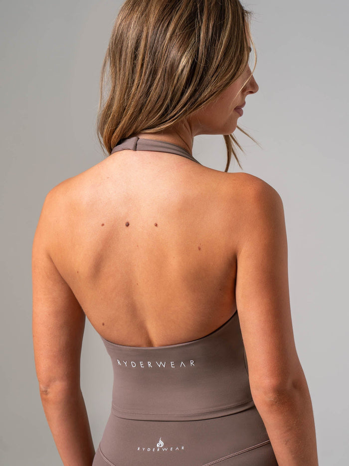 NKD Cross Over Halter Tank - Cocoa Clothing Ryderwear