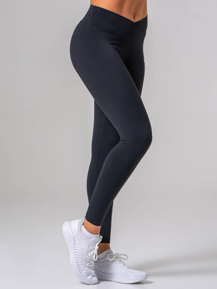 NKD Cross Waist Band Leggings - Black Clothing Ryderwear