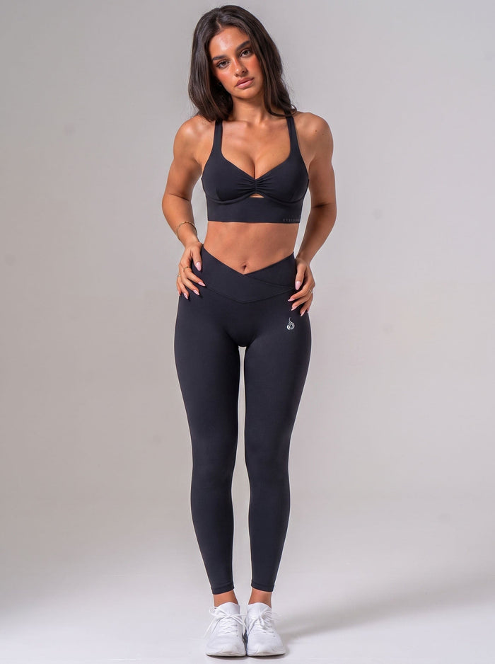 NKD Cross Over Invisible Scrunch Leggings - Black Clothing Ryderwear