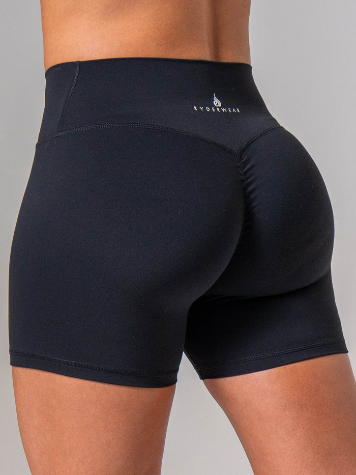NKD Cross Over Invisible Scrunch Shorts - Black Clothing Ryderwear